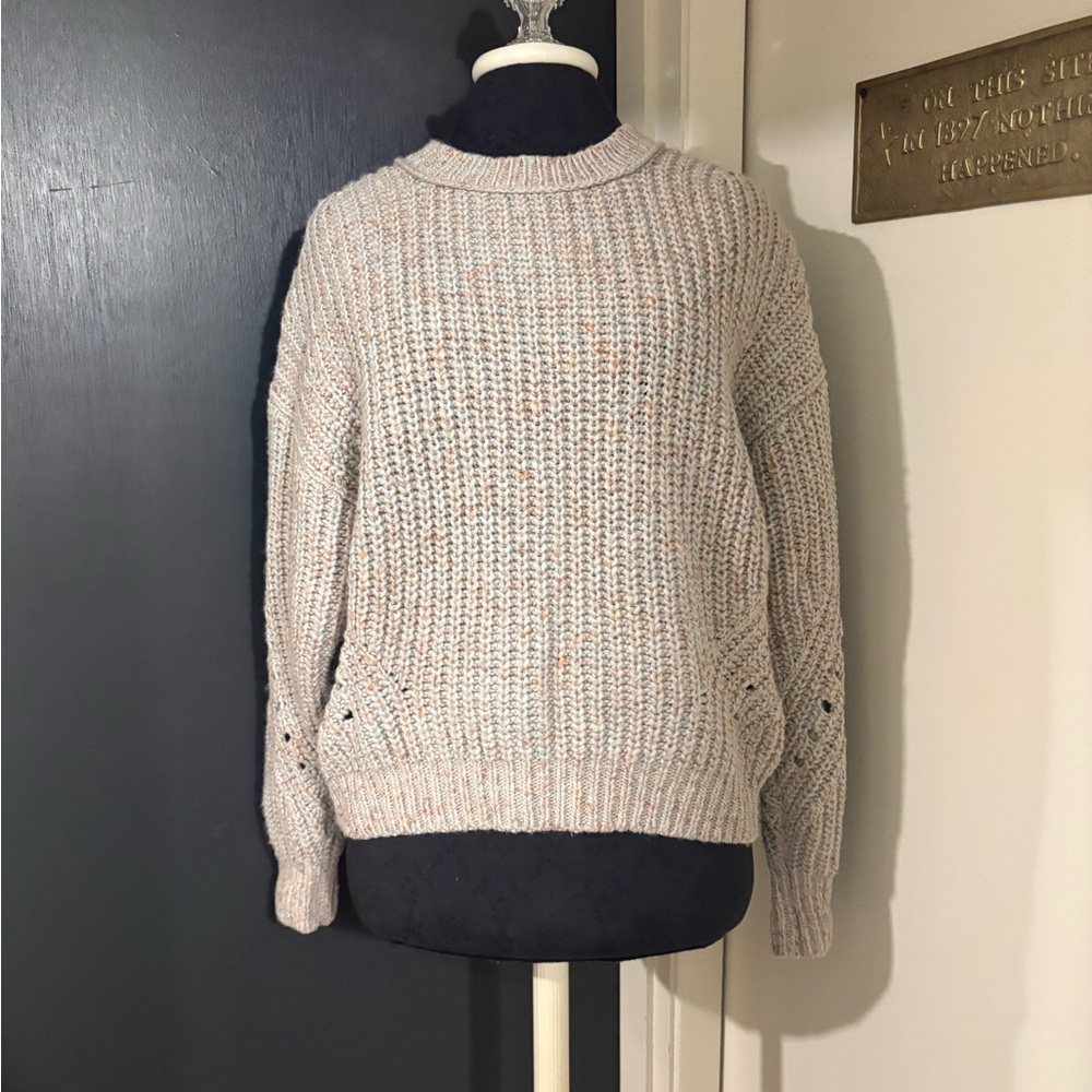 J. Crew Point Sur Cozy Gray Chunky Knit Wool Blend Sweater 💜
